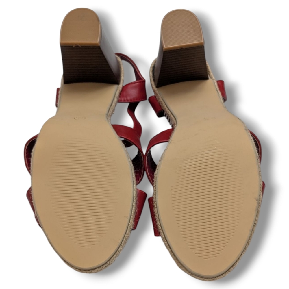 Sociology Women's Block-Heel Strappy Sandals Red Size 8.5 - Picture 9 of 13